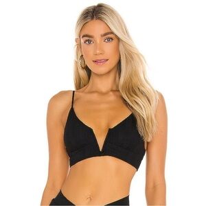 L*Space Black V-Neck Bikini Top